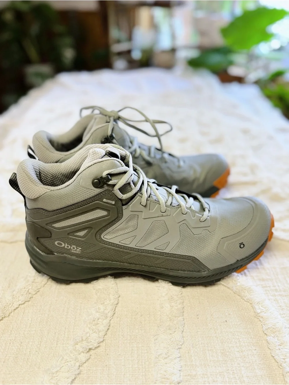 Oboz Men’s Hiking Boots Gray Orange Waterproof Mid Trail Shoes US 13 NWOT
